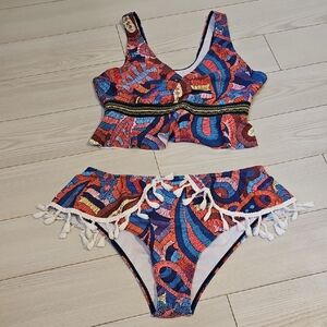 Boho Two Piece Swimsuit Womens Medium Swimwear